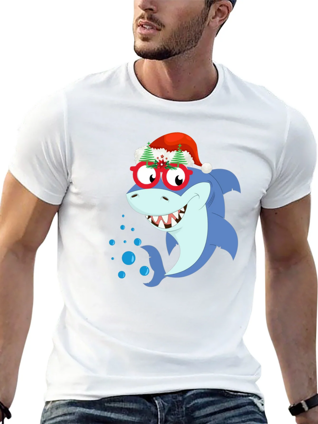 Christmas Shark Graphic T-Shirt