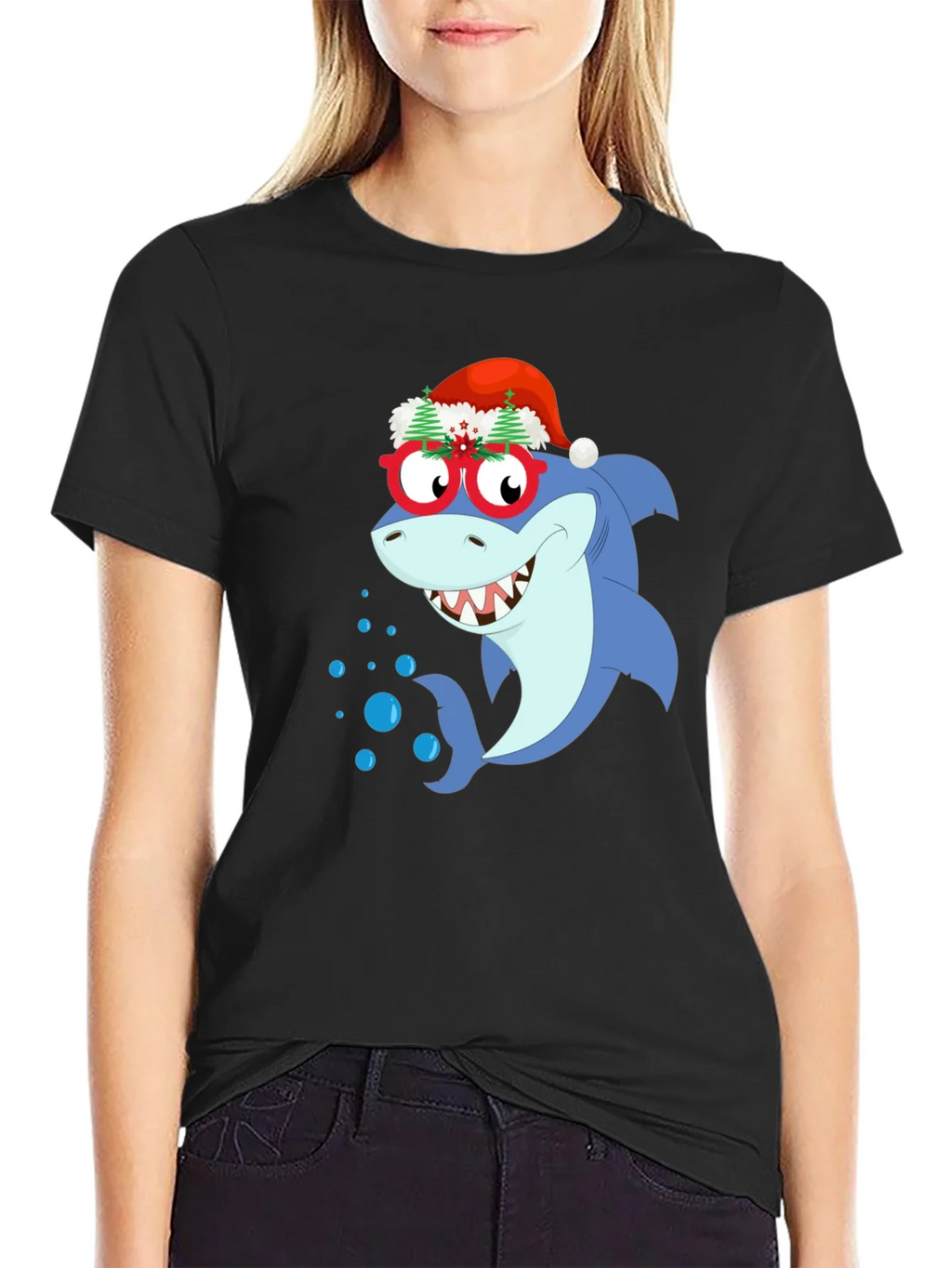Christmas Shark Graphic T-Shirt