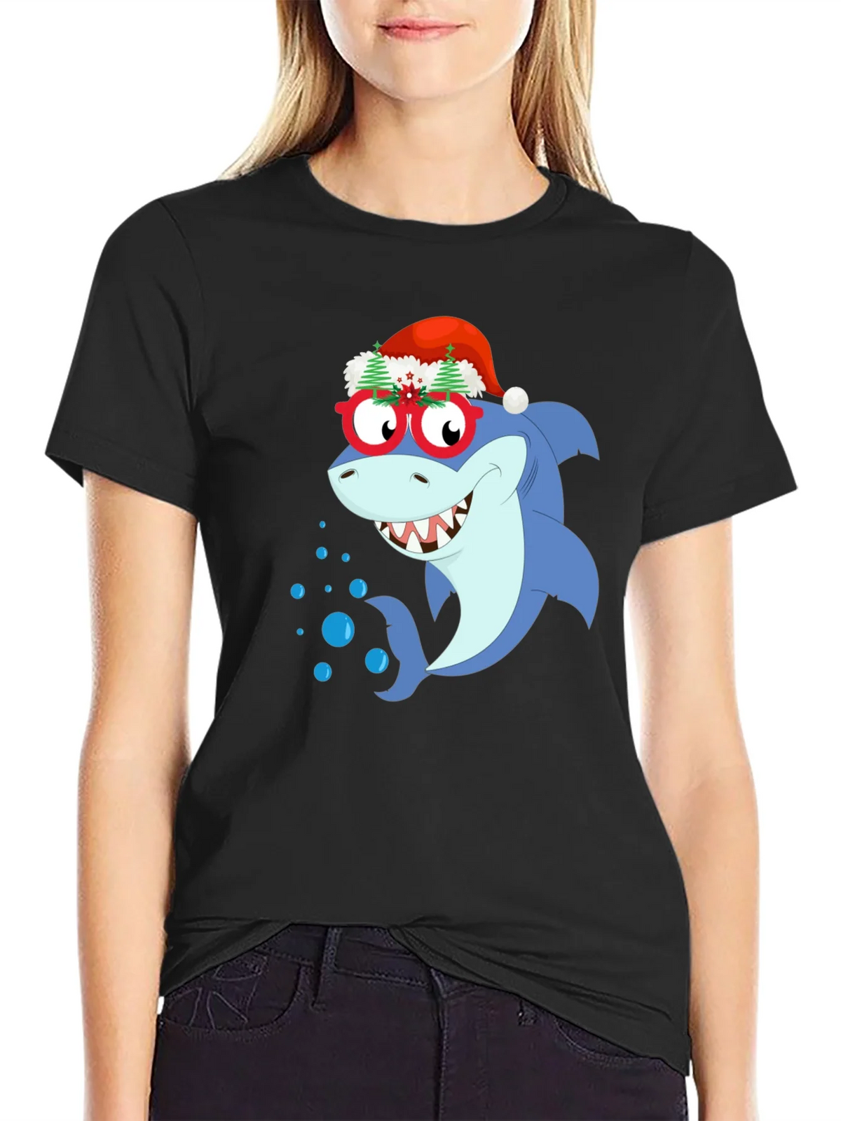 Christmas Shark Graphic T-Shirt