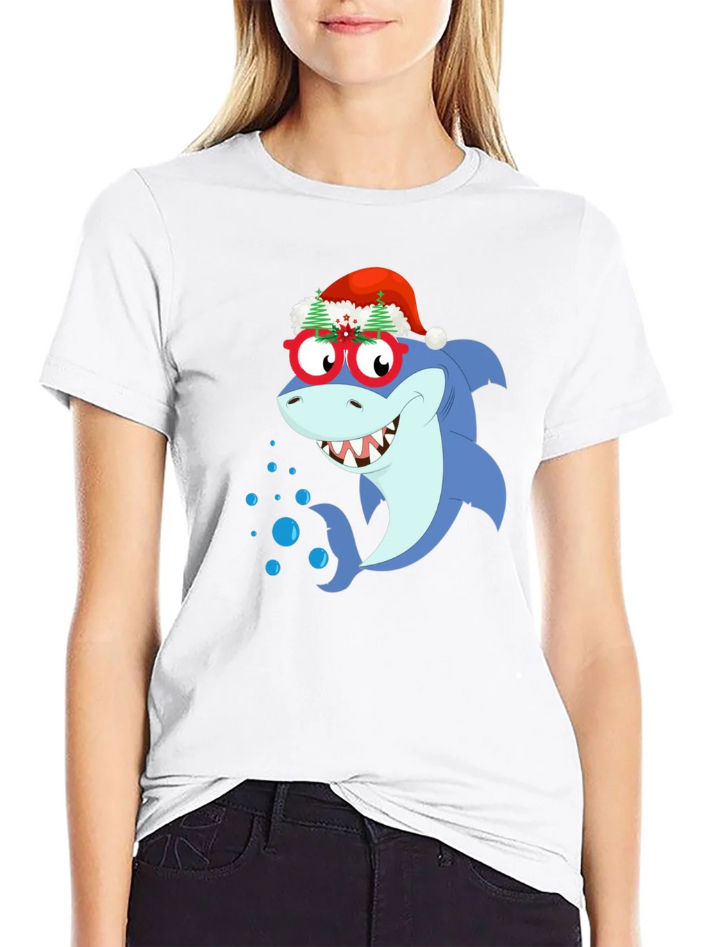 Christmas Shark Graphic T-Shirt