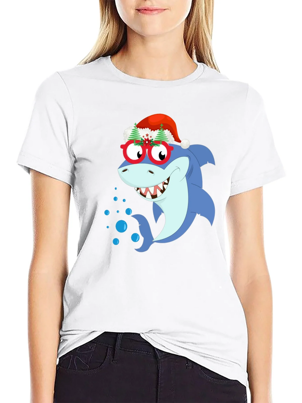 Christmas Shark Graphic T-Shirt