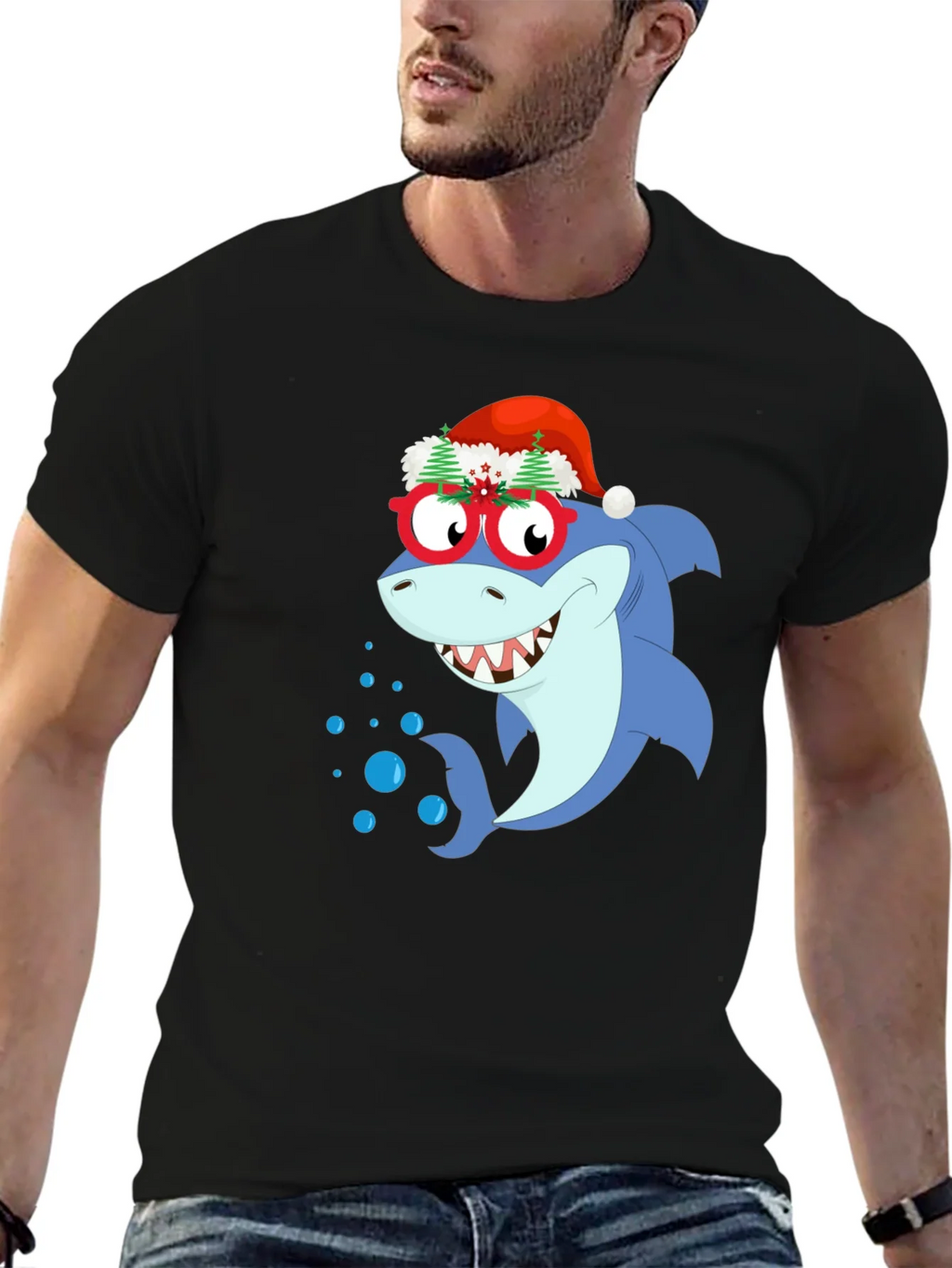 Christmas Shark Graphic T-Shirt