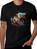 Shark Cowboy Graphic T-Shirt - Black product image 1