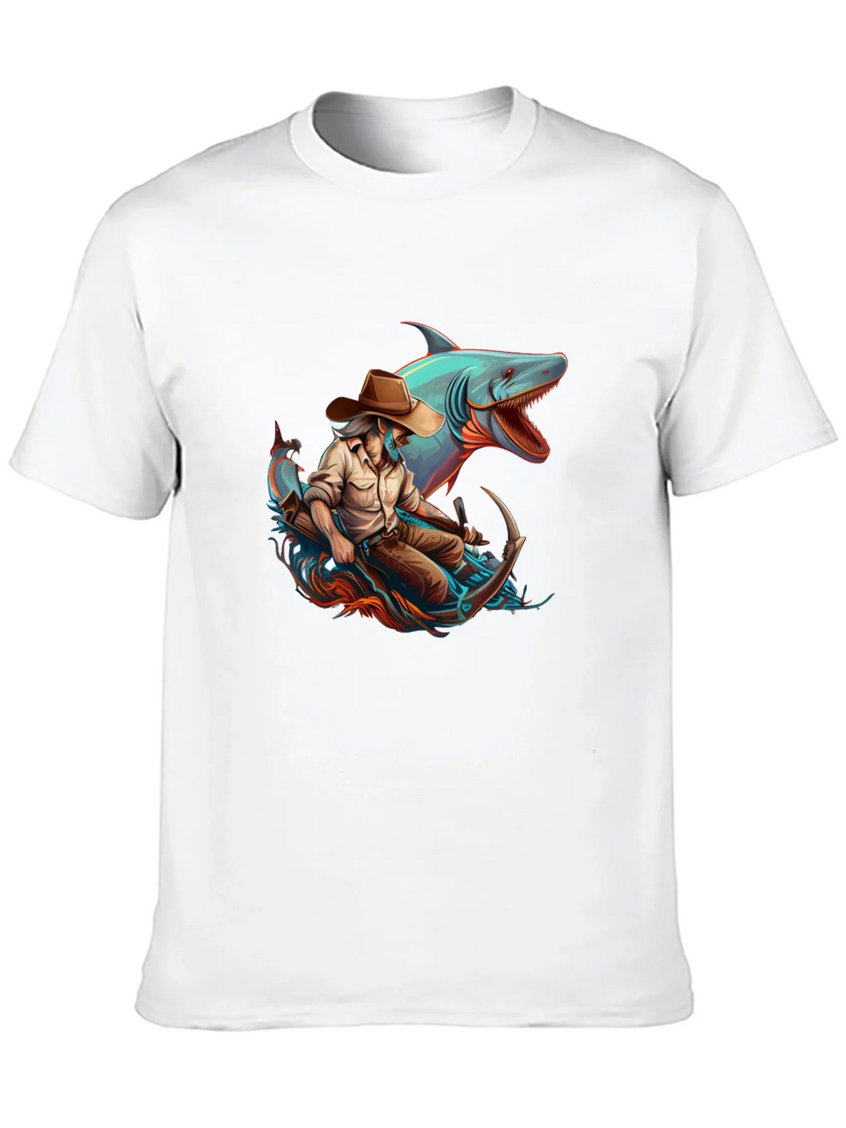 Shark Cowboy Graphic T-Shirt - Black product image 4