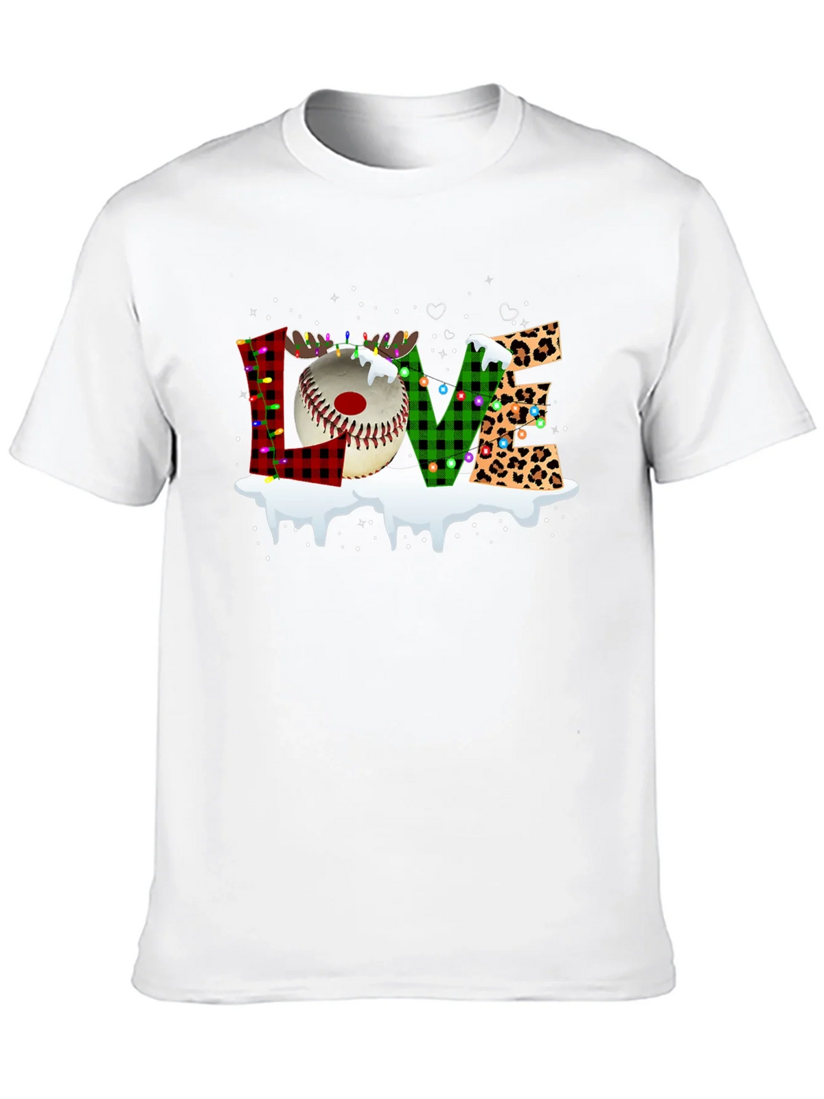 Festive LOVE Baseball Christmas T-Shirt product image 7