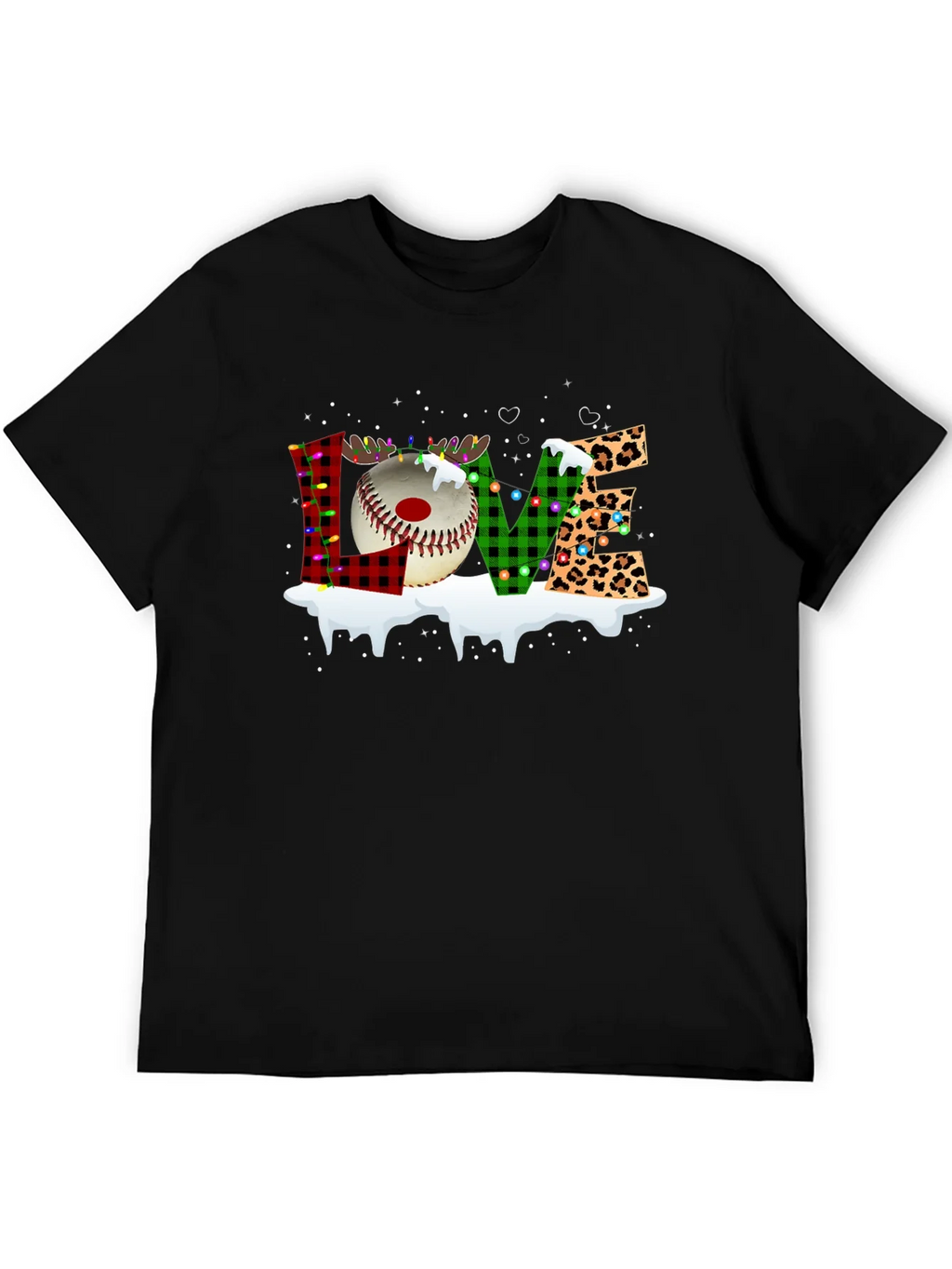 Festive LOVE Baseball Christmas T-Shirt product image 4