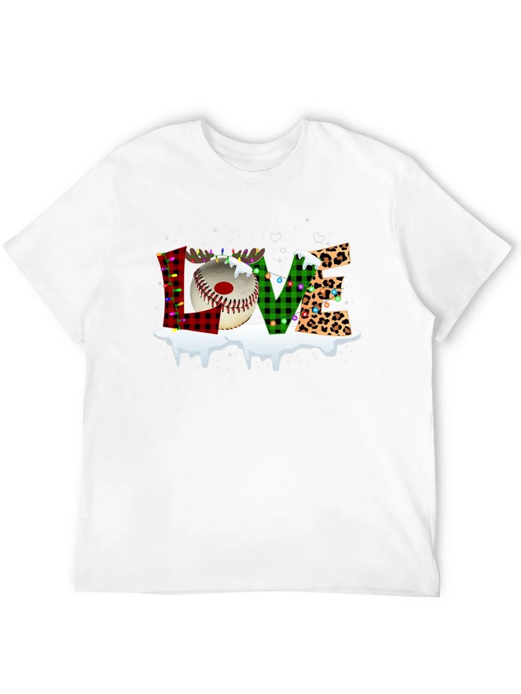 Festive LOVE Baseball Christmas T-Shirt product image 8