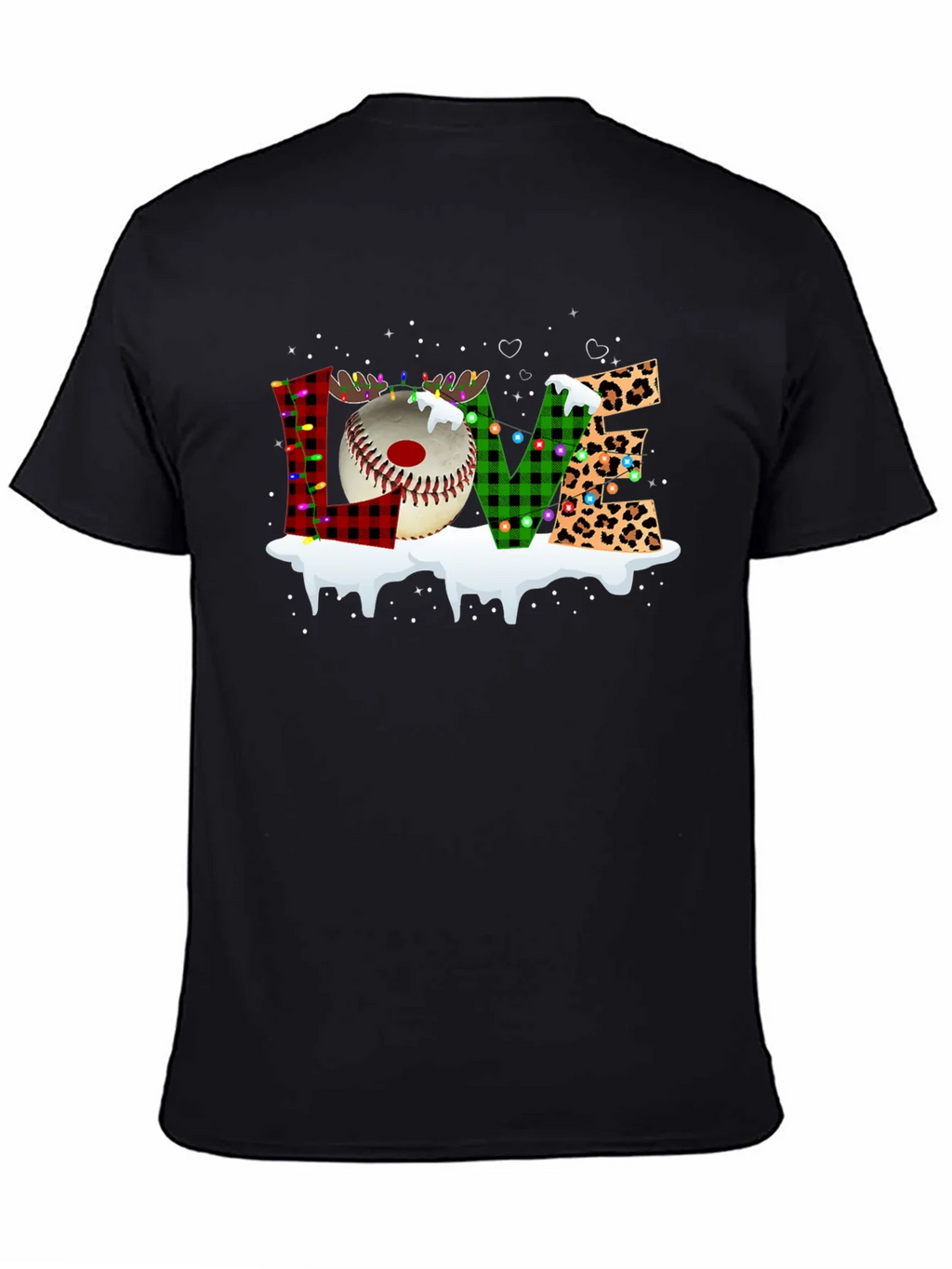 Festive LOVE Baseball Christmas T-Shirt product image 3
