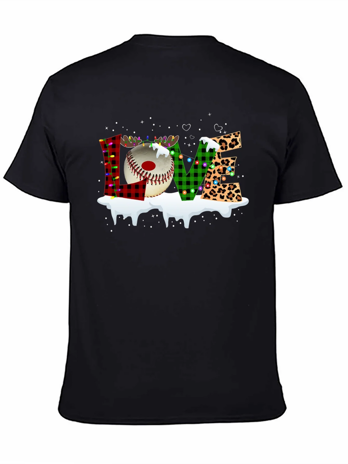Festive LOVE Baseball Christmas T-Shirt product image 3