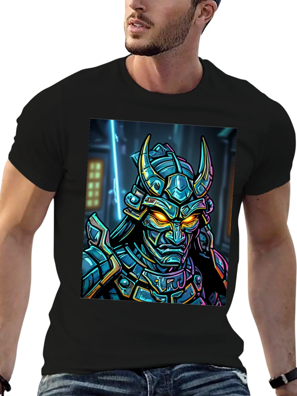 Samurai Warrior Graphic T-Shirt - Black product image 6