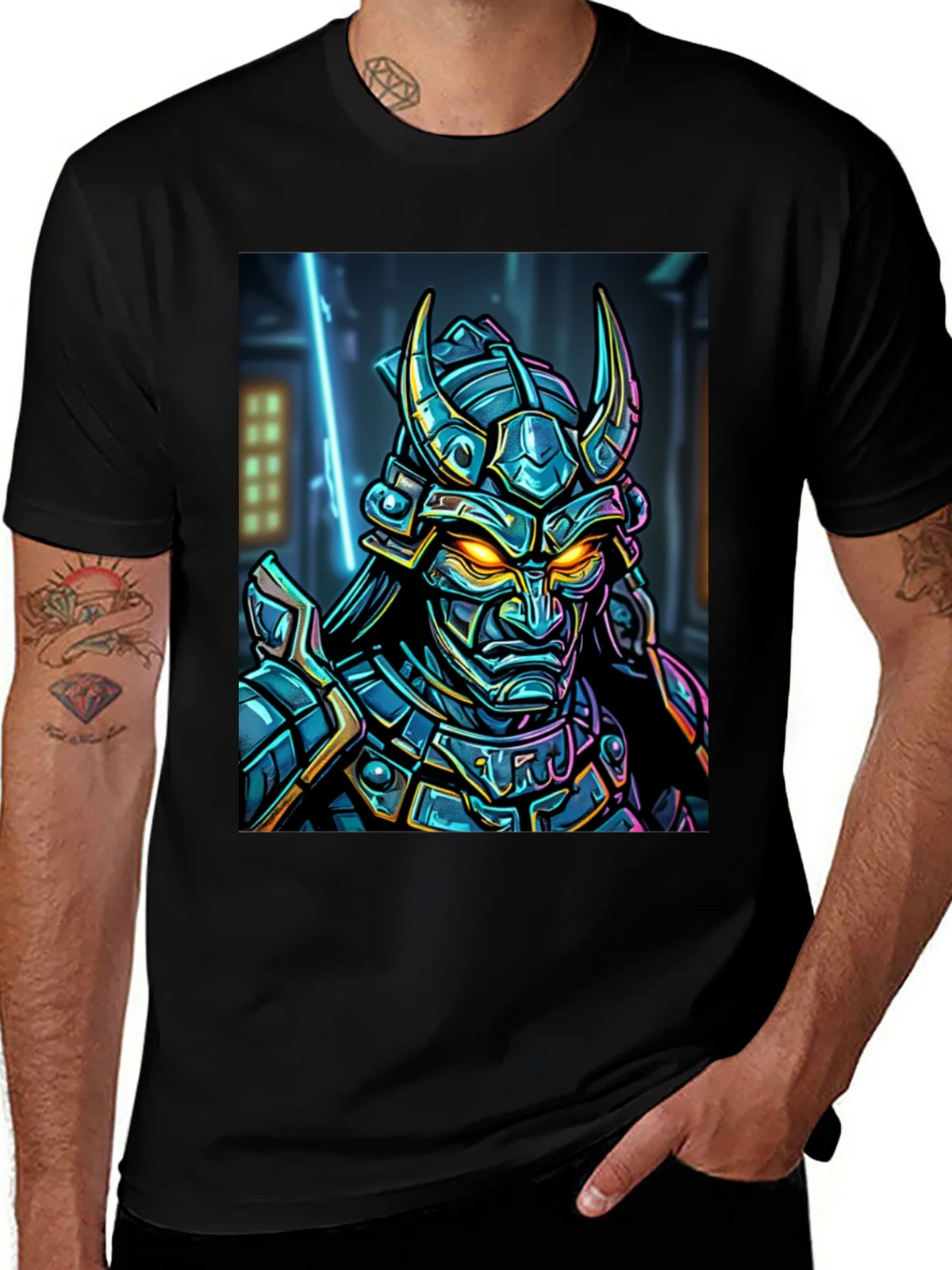 Samurai Warrior Graphic T-Shirt - Black product image 1