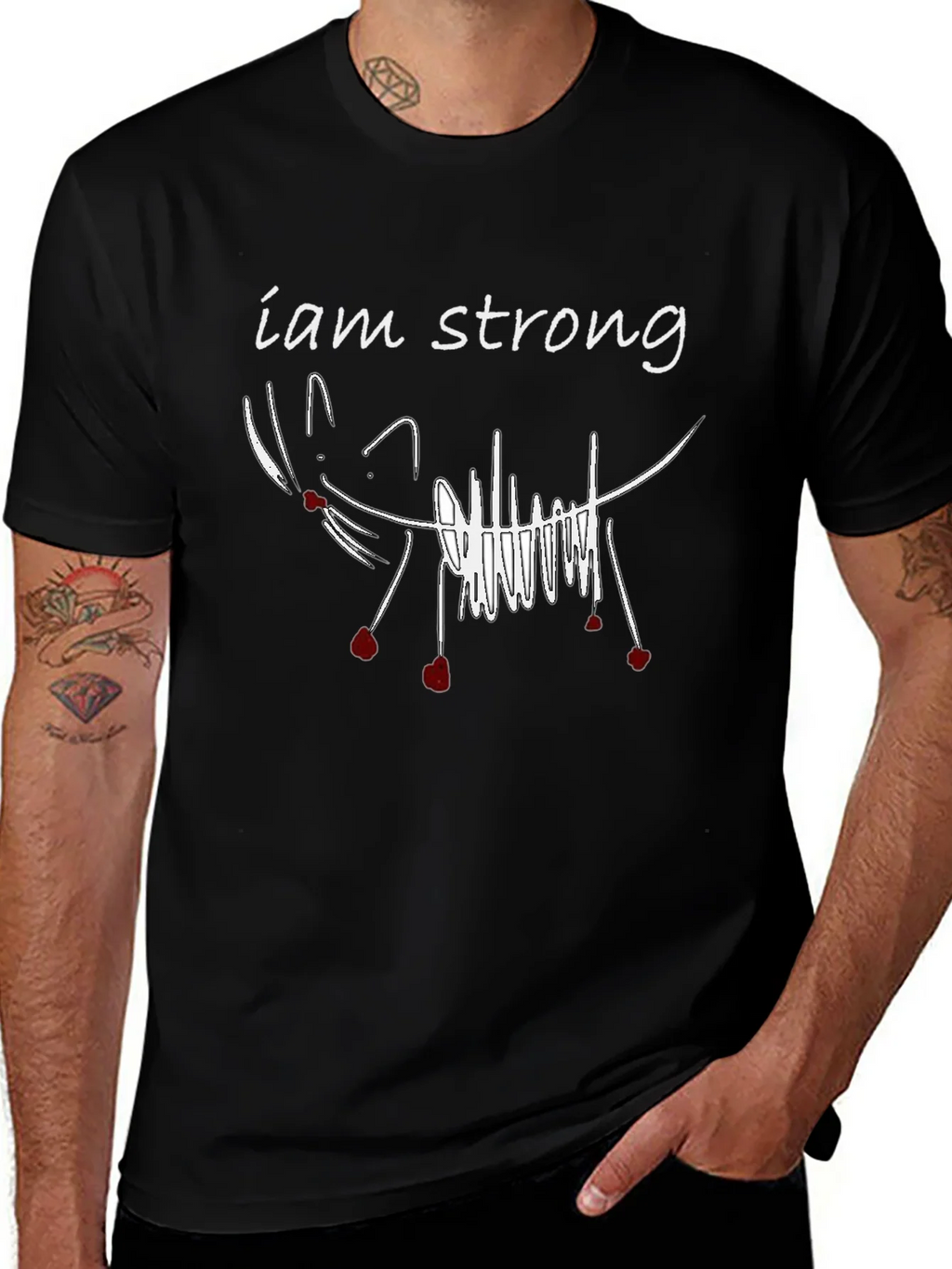 I am Strong Cat Graphic Tee - Unisex Black T-Shirt product image 1