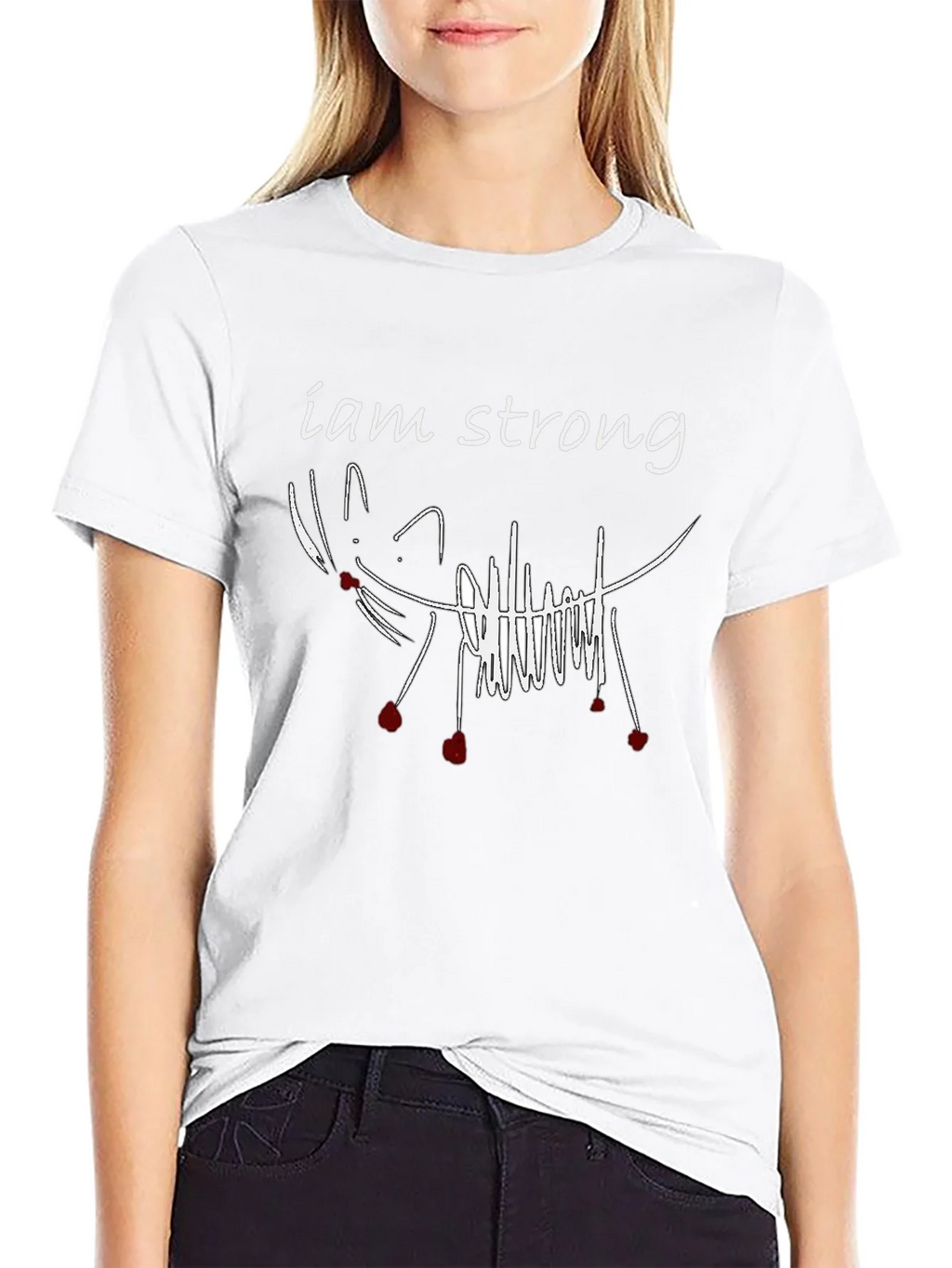 I am Strong Cat Graphic Tee - Unisex Black T-Shirt product image 7