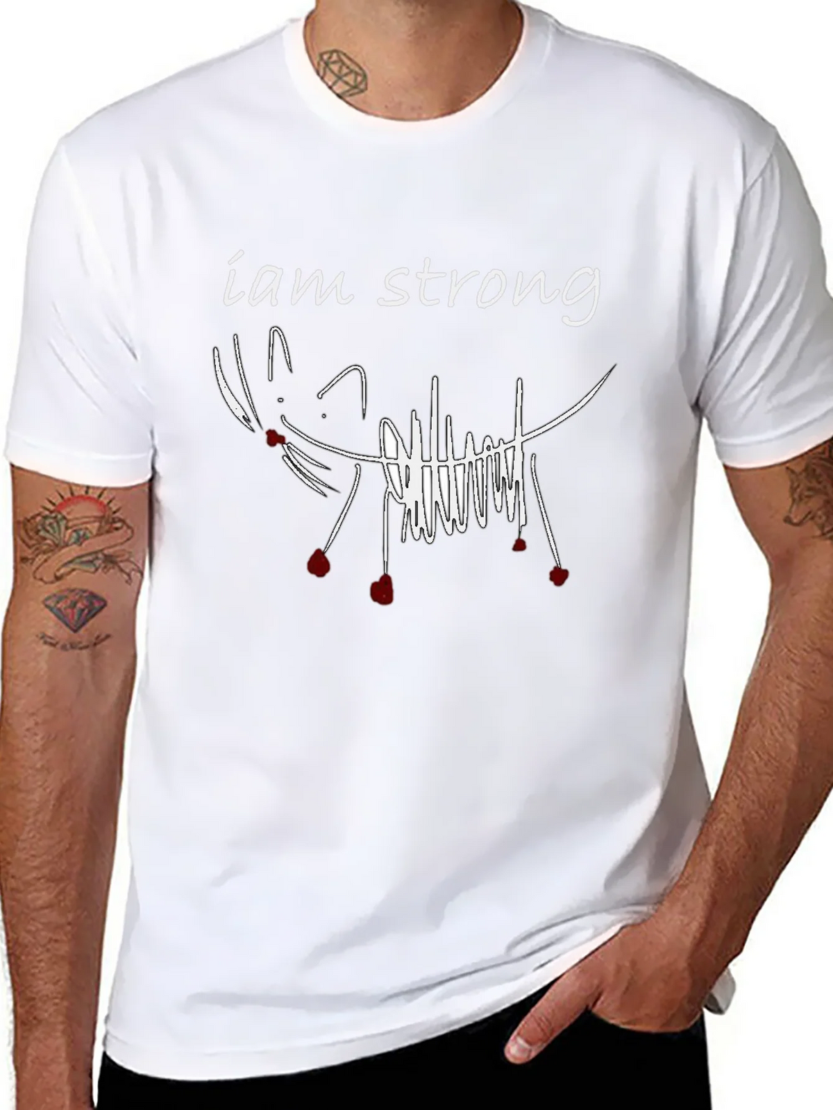 I am Strong Cat Graphic Tee - Unisex Black T-Shirt product image 6
