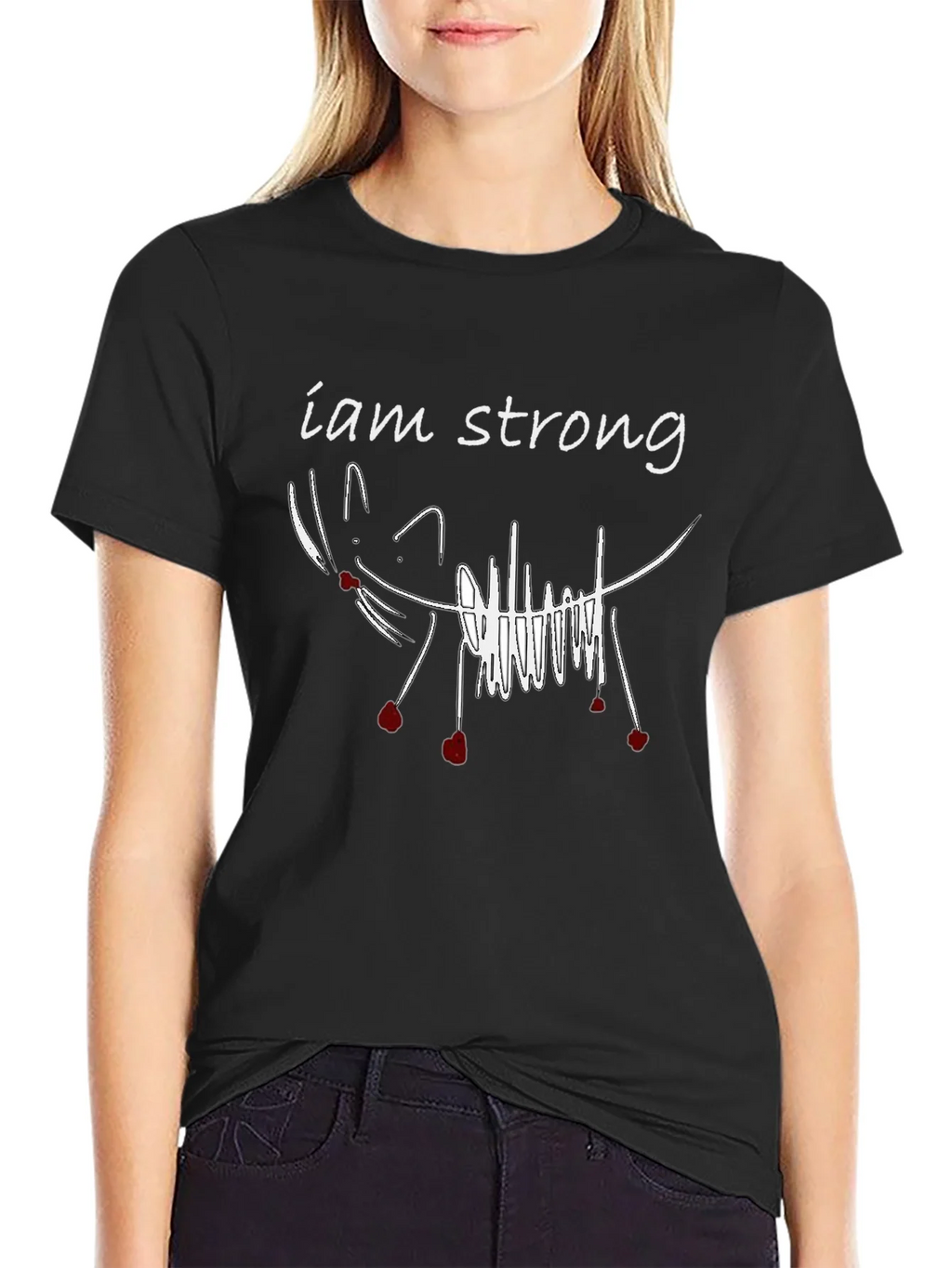 I am Strong Cat Graphic Tee - Unisex Black T-Shirt product image 2