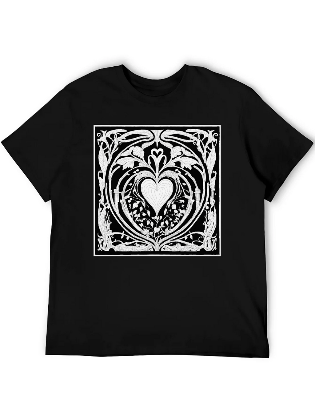 Heart Art Nouveau T-Shirt - Black product image 3