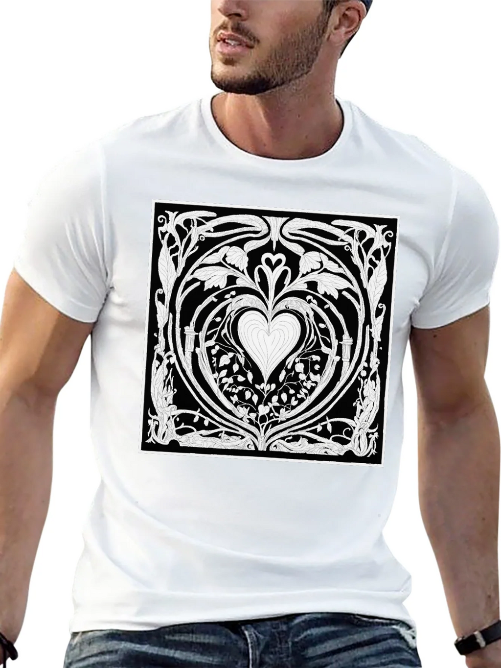 Heart Art Nouveau T-Shirt - Black product image 8