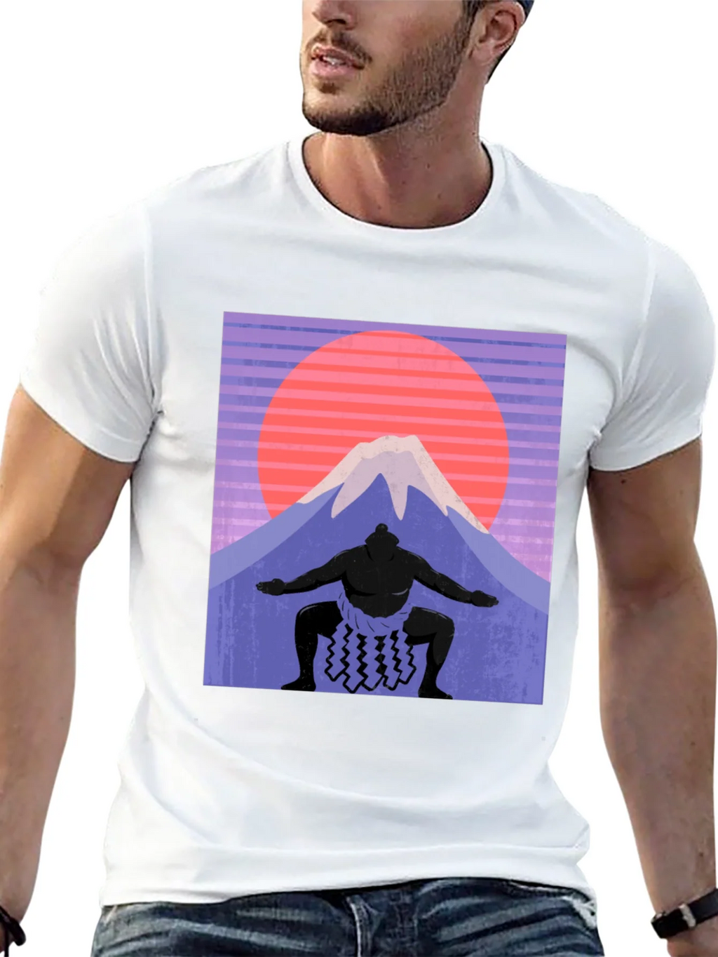 Sumo Wrestler & Mount Fuji T-Shirt - Retro Japan Style product image 12