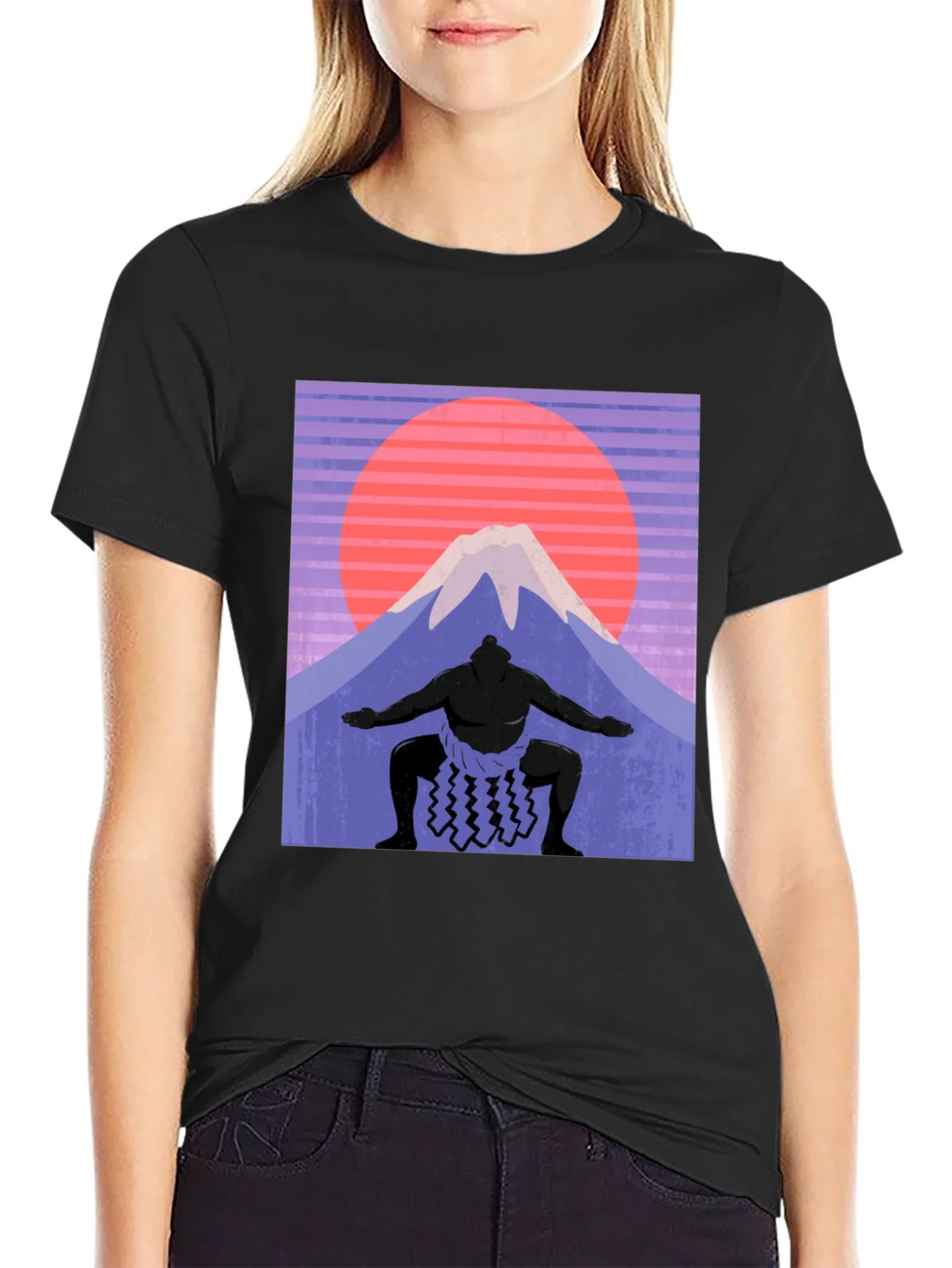 Sumo Wrestler & Mount Fuji T-Shirt - Retro Japan Style product image 2