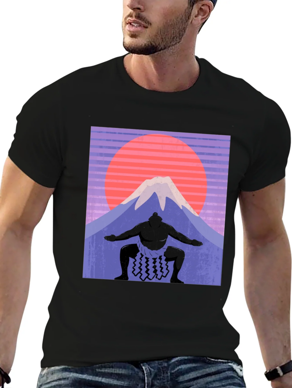 Sumo Wrestler & Mount Fuji T-Shirt - Retro Japan Style product image 6