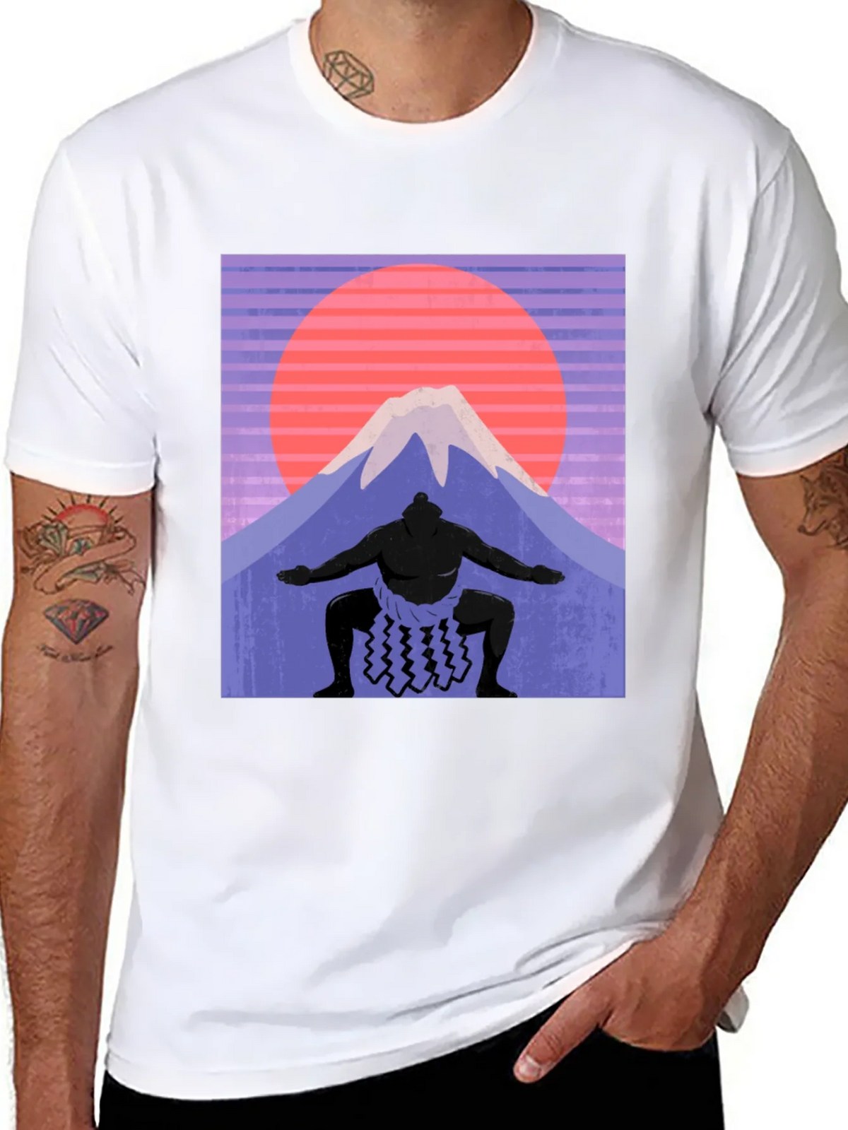 Sumo Wrestler & Mount Fuji T-Shirt - Retro Japan Style product image 7