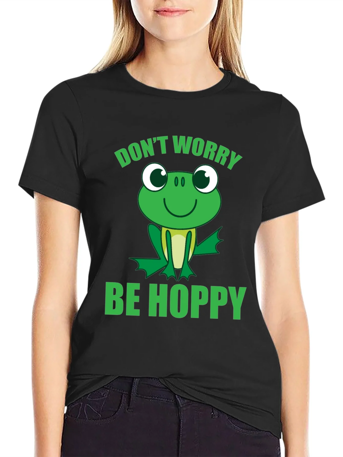 Dont Worry Be Hoppy Frog Graphic T-Shirt product image 2