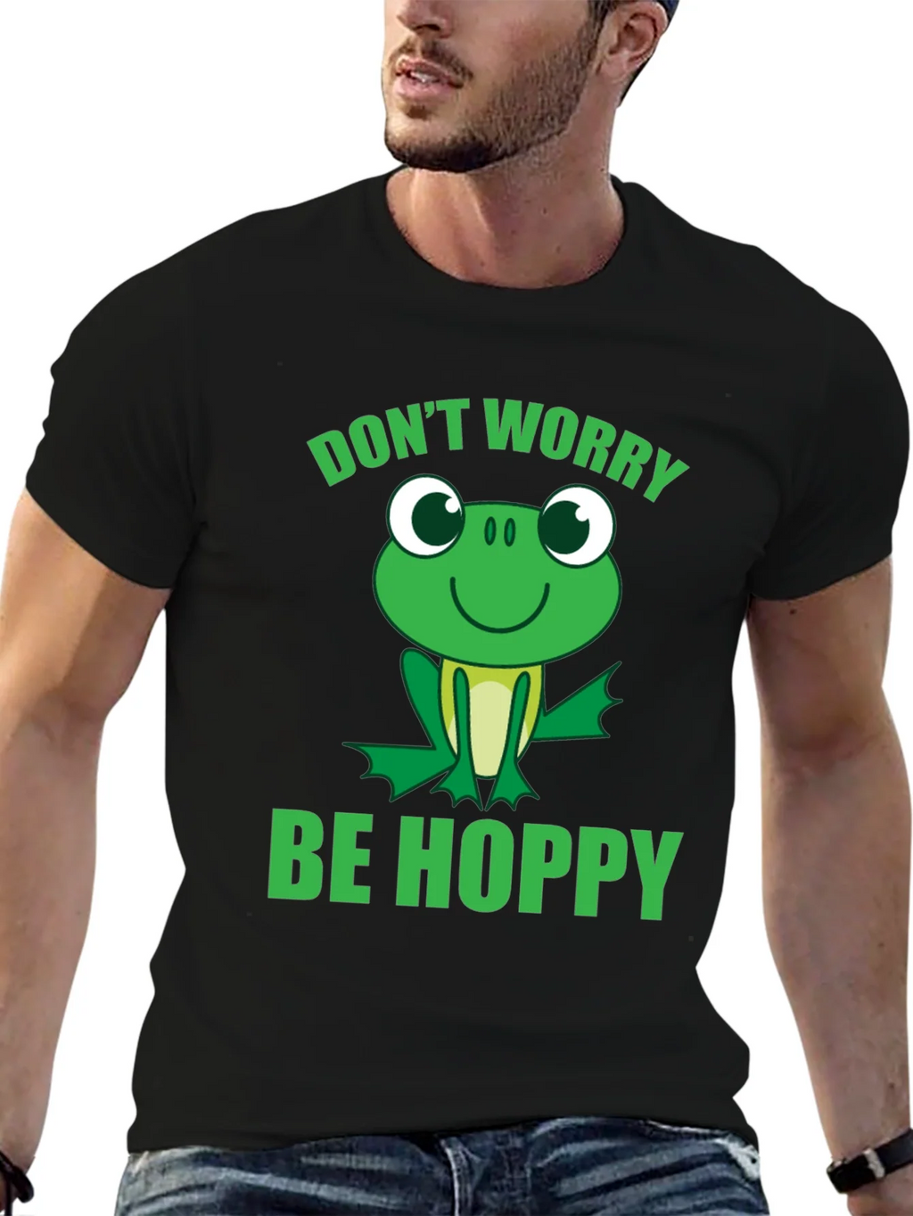 Dont Worry Be Hoppy Frog Graphic T-Shirt product image 6