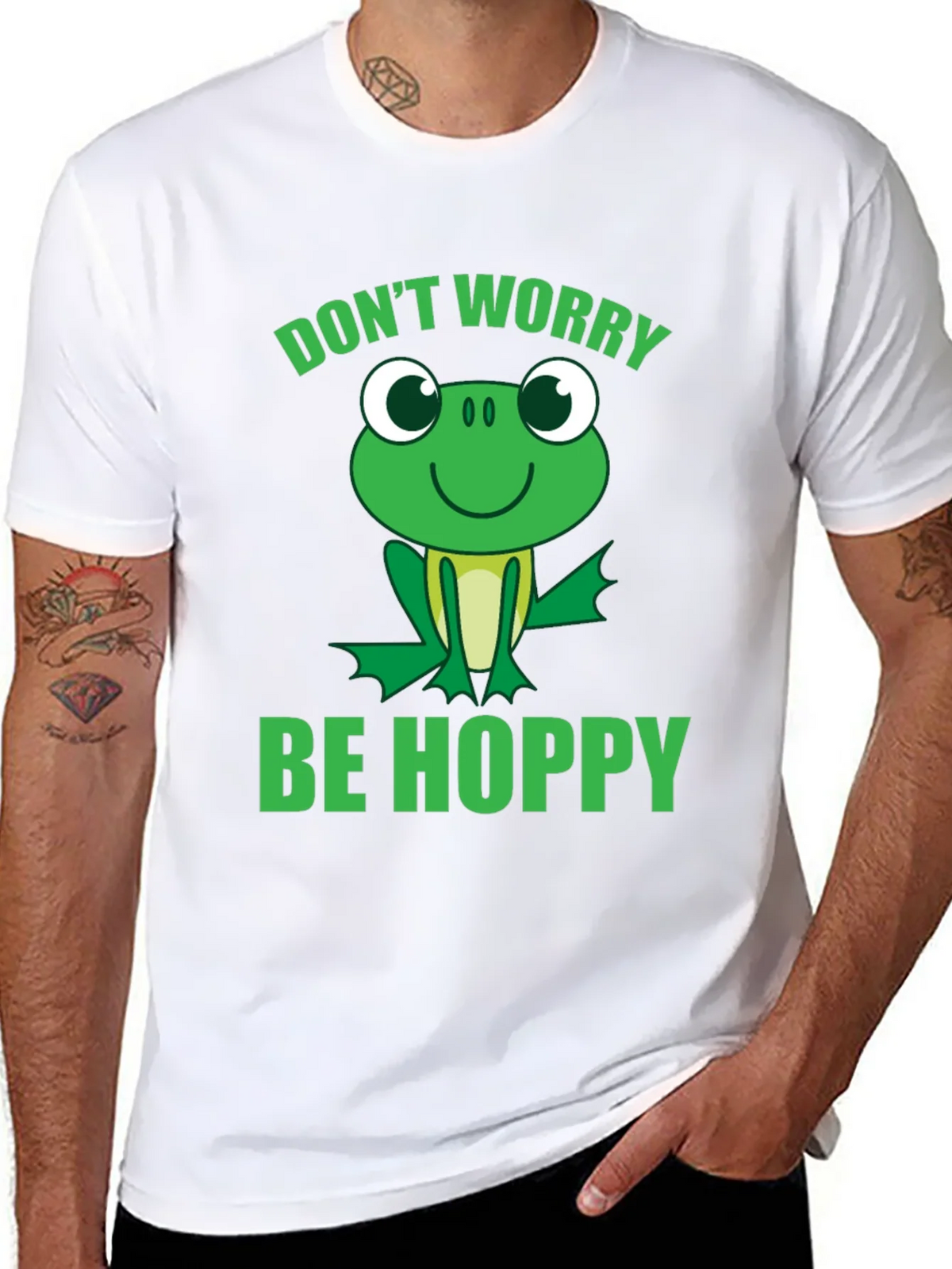 Dont Worry Be Hoppy Frog Graphic T-Shirt product image 7