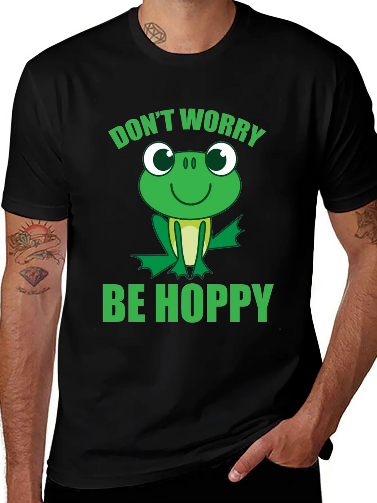 Dont Worry Be Hoppy Frog Graphic T-Shirt product image 1