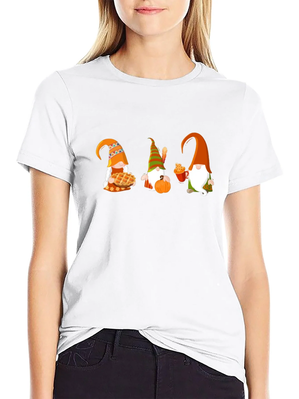 Thanksgiving Gnomes Black T-Shirt product image 7