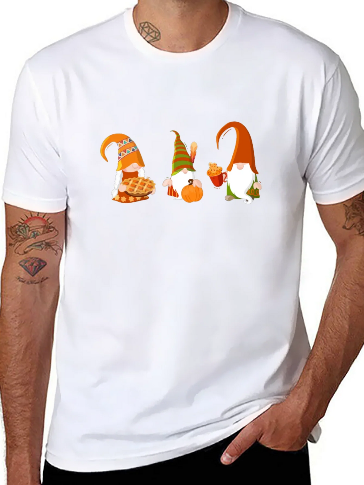 Thanksgiving Gnomes Black T-Shirt product image 6