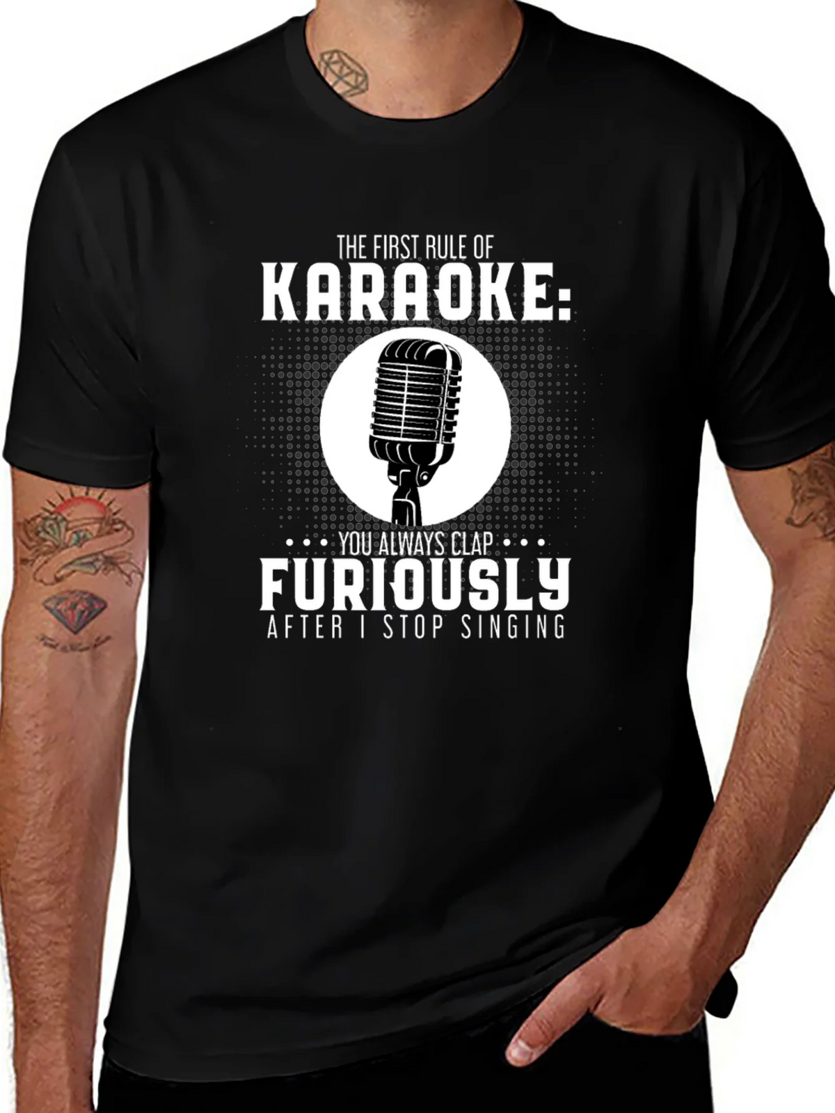 Karaoke Rule T-Shirt: Clap Furiously Funny Musician Tee product image 1