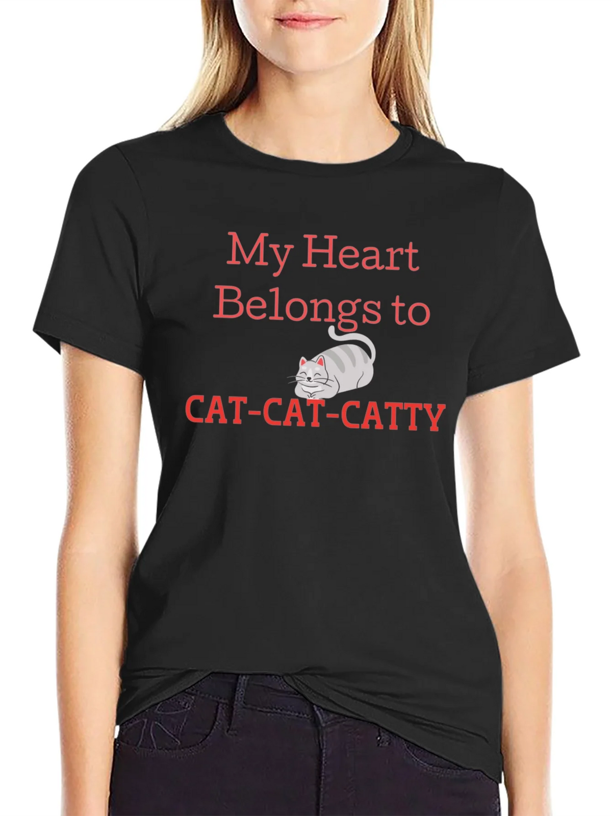 My Heart Belongs To Cat Catty Black T-Shirt product image 2