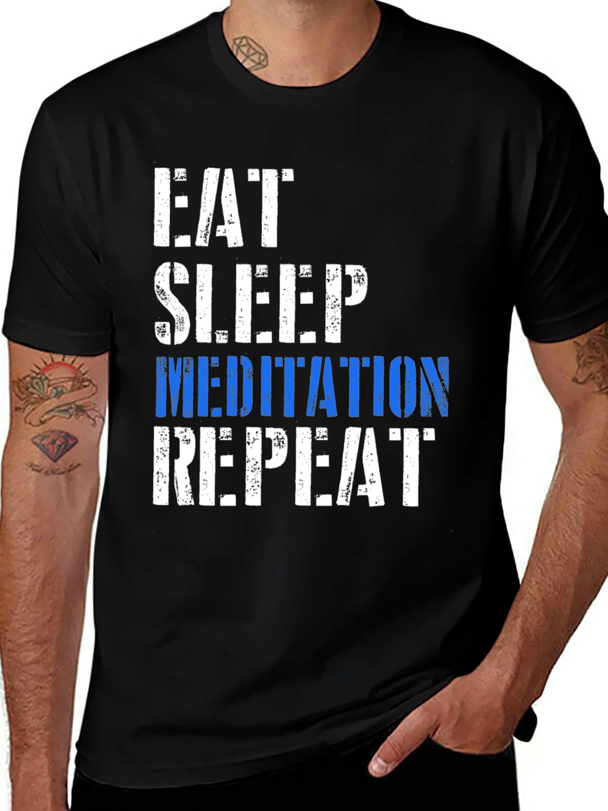 Eat Sleep Meditation Repeat Graphic T-Shirt product image 1