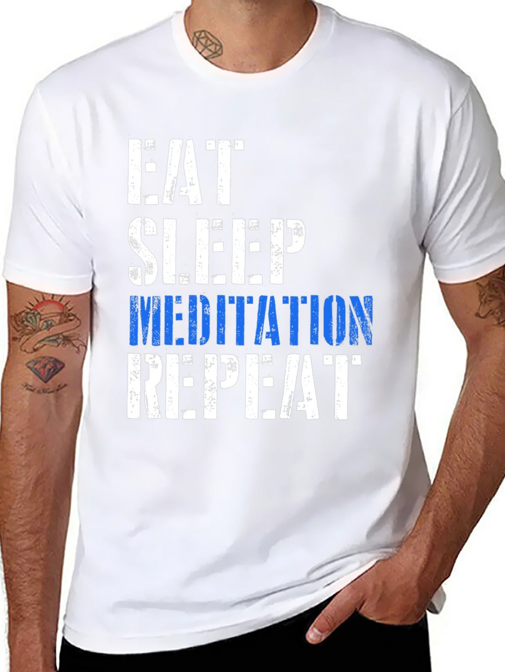 Eat Sleep Meditation Repeat Graphic T-Shirt product image 7