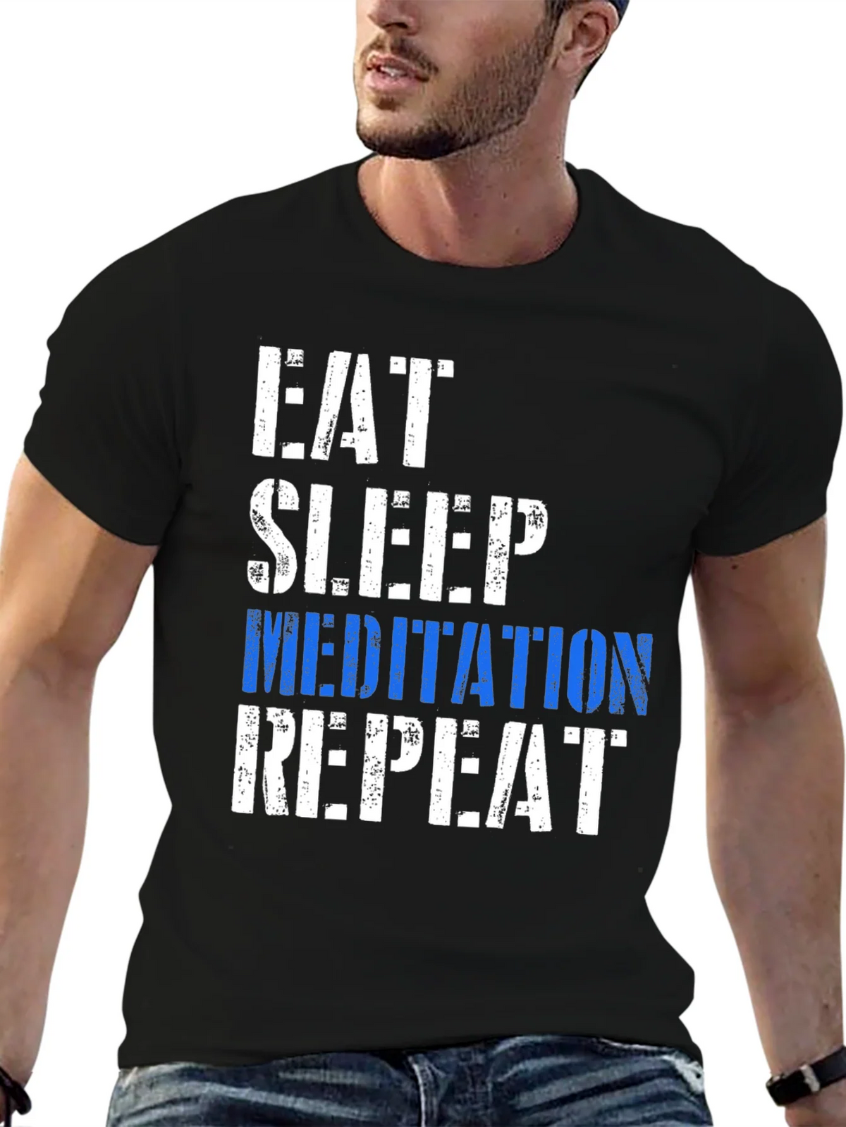 Eat Sleep Meditation Repeat Graphic T-Shirt product image 6