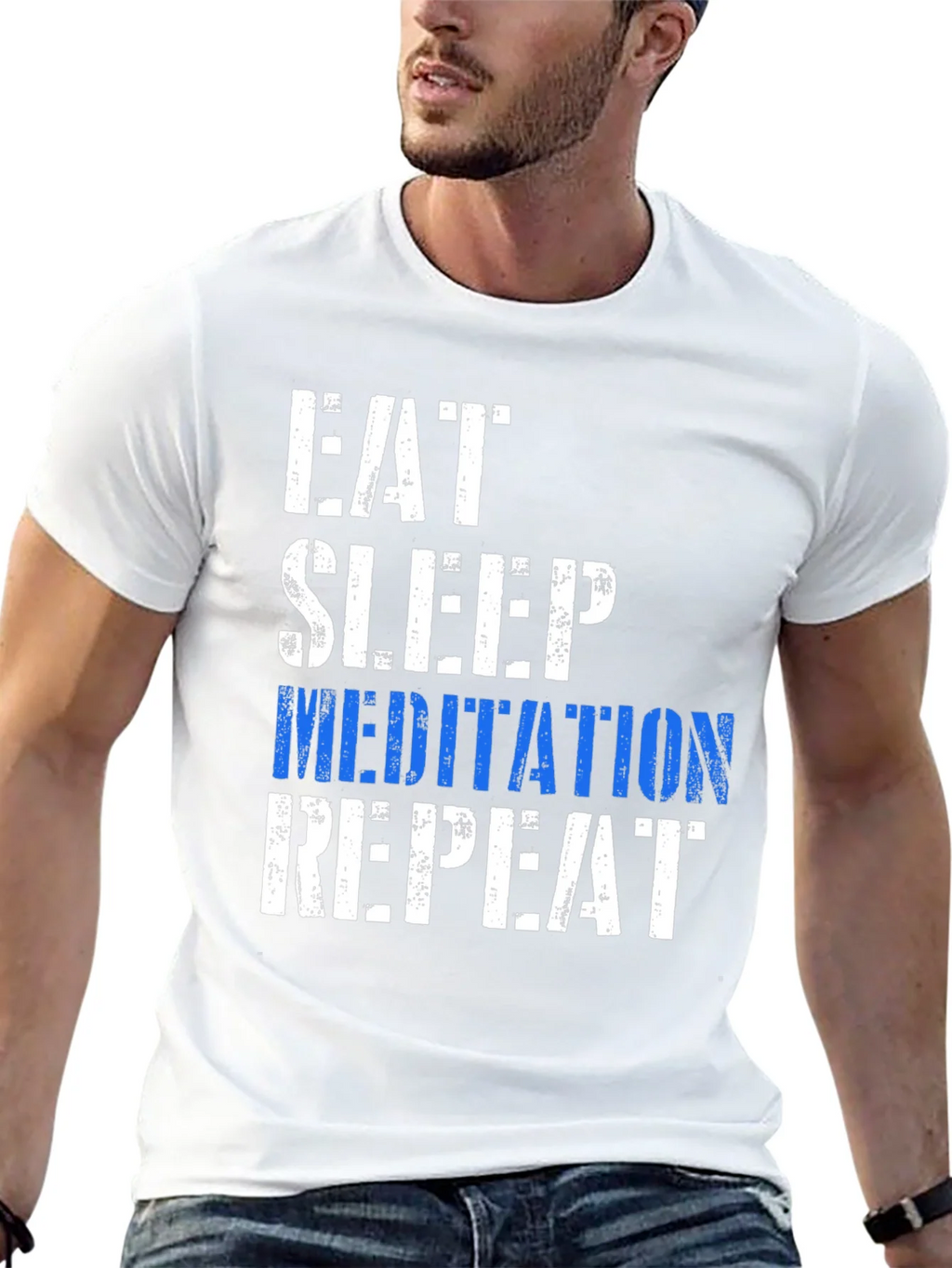 Eat Sleep Meditation Repeat Graphic T-Shirt product image 12