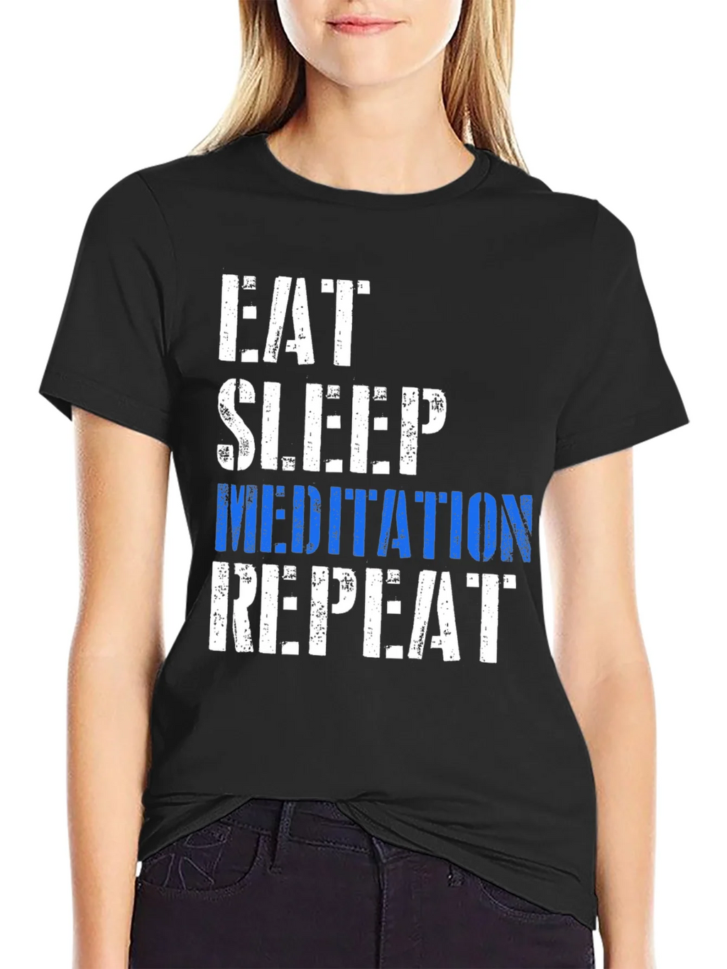 Eat Sleep Meditation Repeat Graphic T-Shirt product image 2