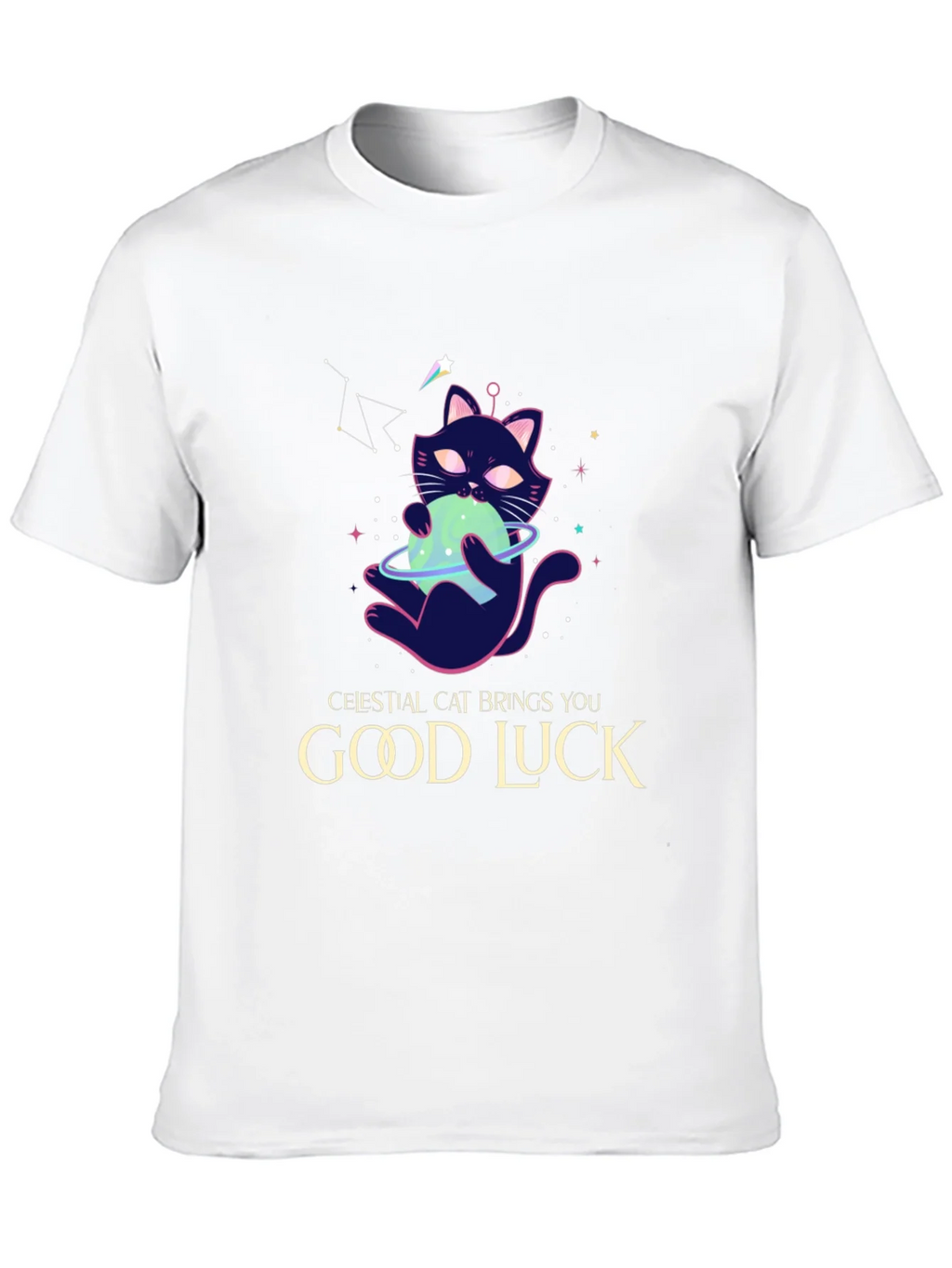 Celestial Cat Good Luck Graphic Tee - Black product image 6