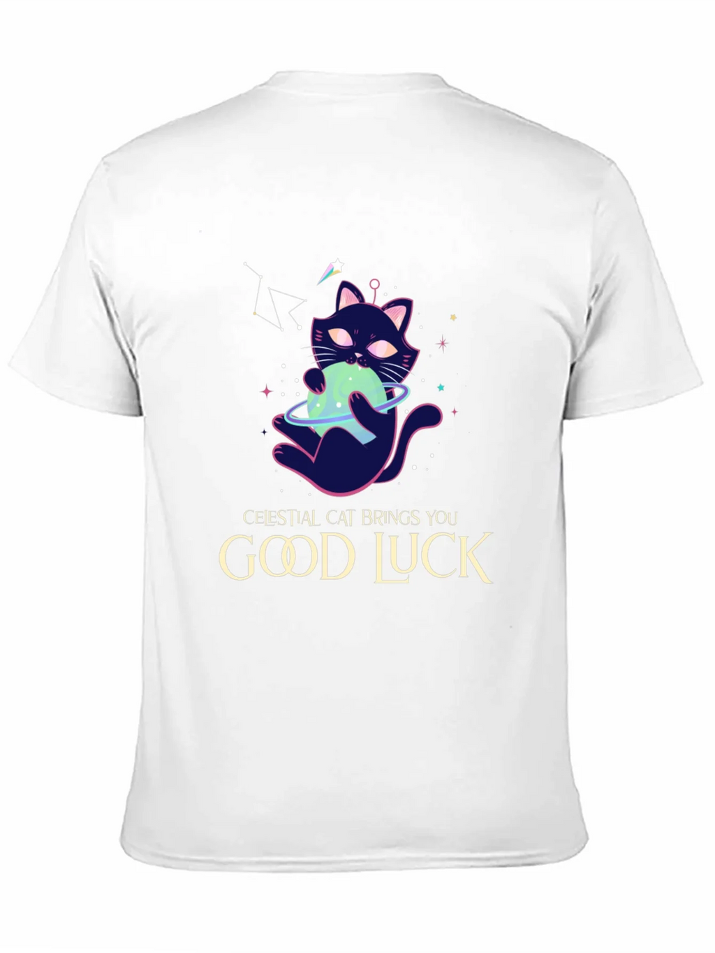 Celestial Cat Good Luck Graphic Tee - Black product image 7
