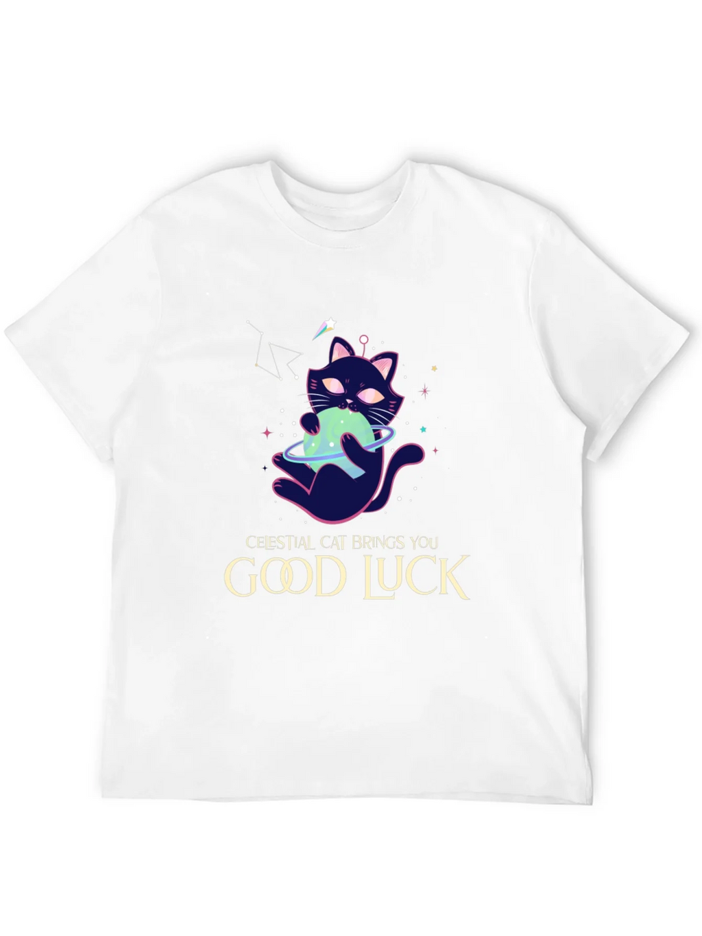 Celestial Cat Good Luck Graphic Tee - Black product image 8