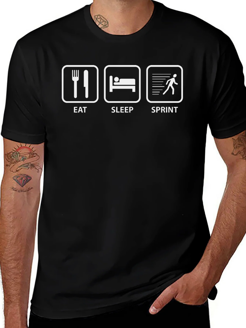 Eat Sleep Sprint Graphic Tee - Black Cotton T-Shirt product image 1