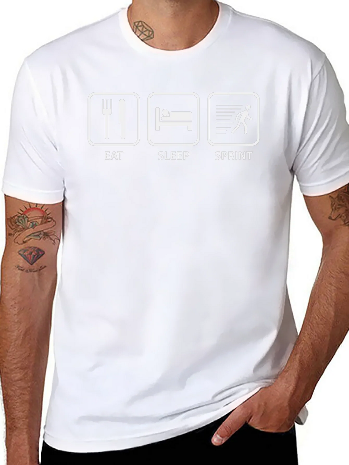 Eat Sleep Sprint Graphic Tee - Black Cotton T-Shirt product image 7