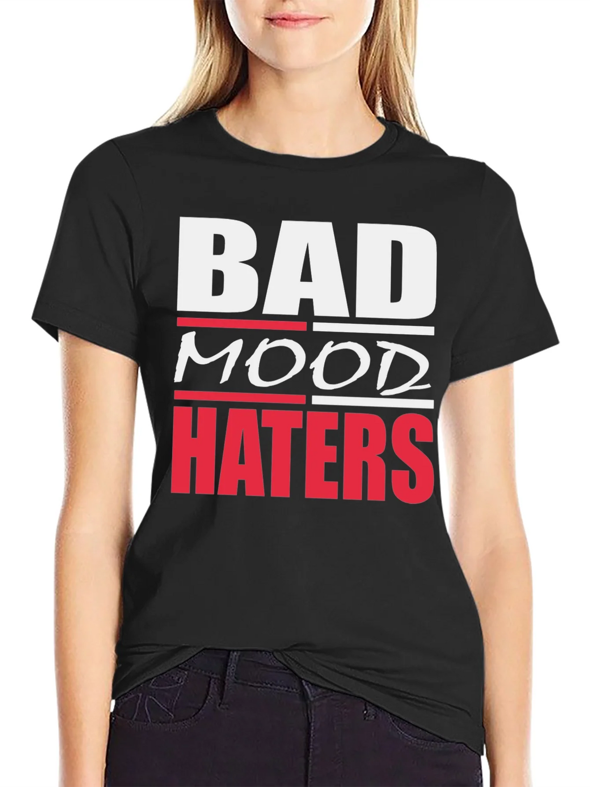 Bad Mood Haters Graphic T-Shirt - Black product image 2
