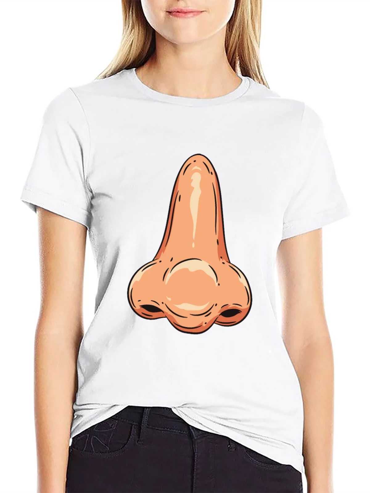 Funny Nose Graphic Tee - Black Cotton T-Shirt product image 2