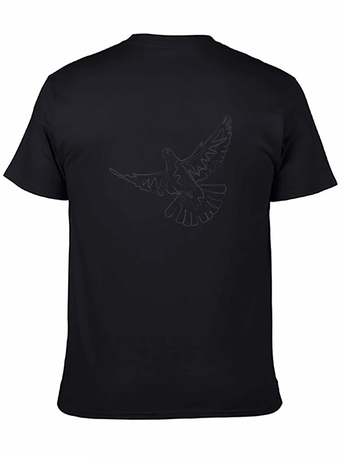 Minimalist Dove Graphic T-Shirt - Soft Black Cotton product image 4