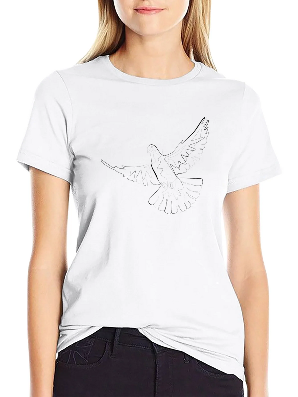 Minimalist Dove Graphic T-Shirt - Soft Black Cotton product image 7
