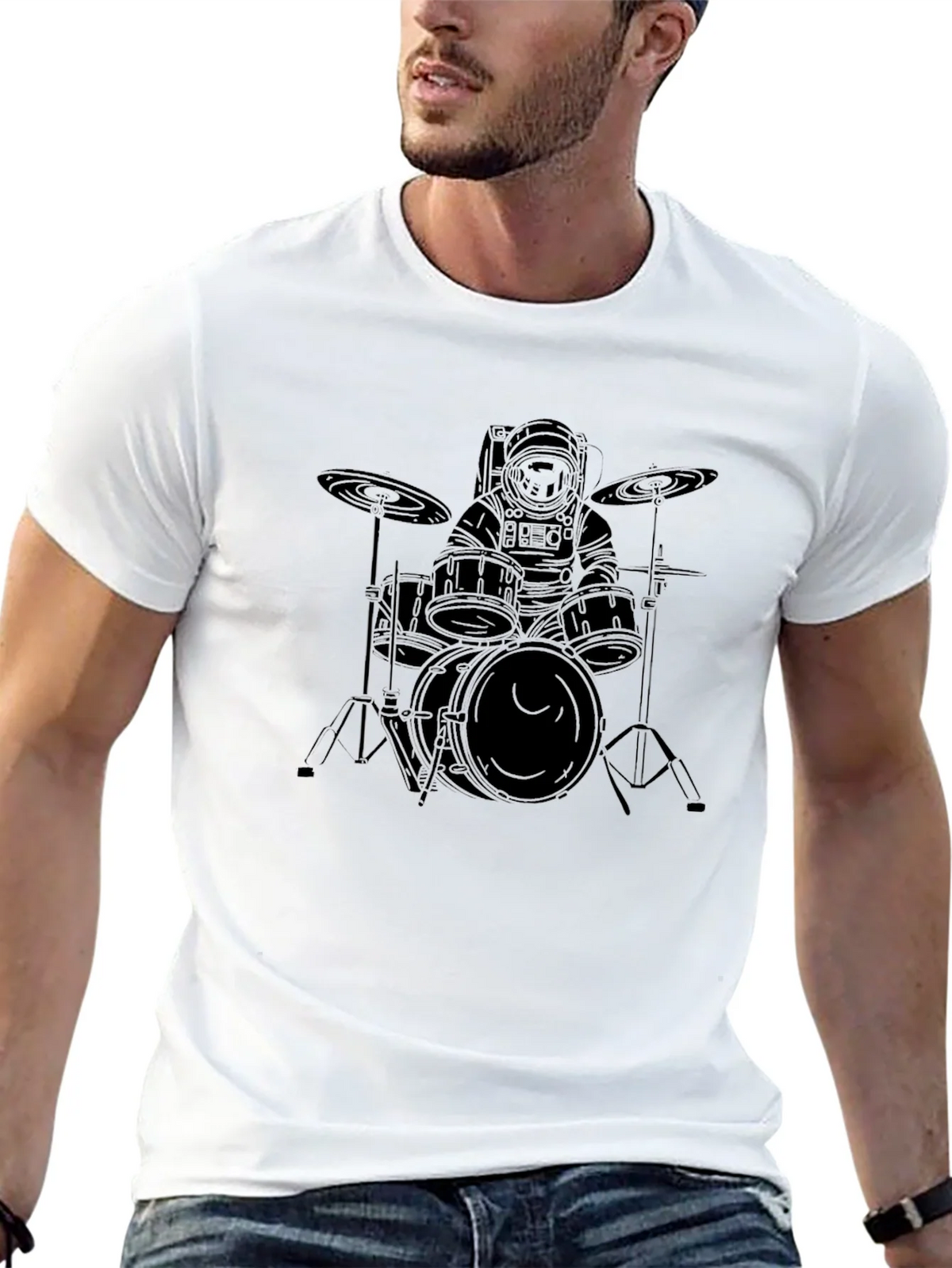 Astronaut Drummer Graphic T-Shirt product image 4
