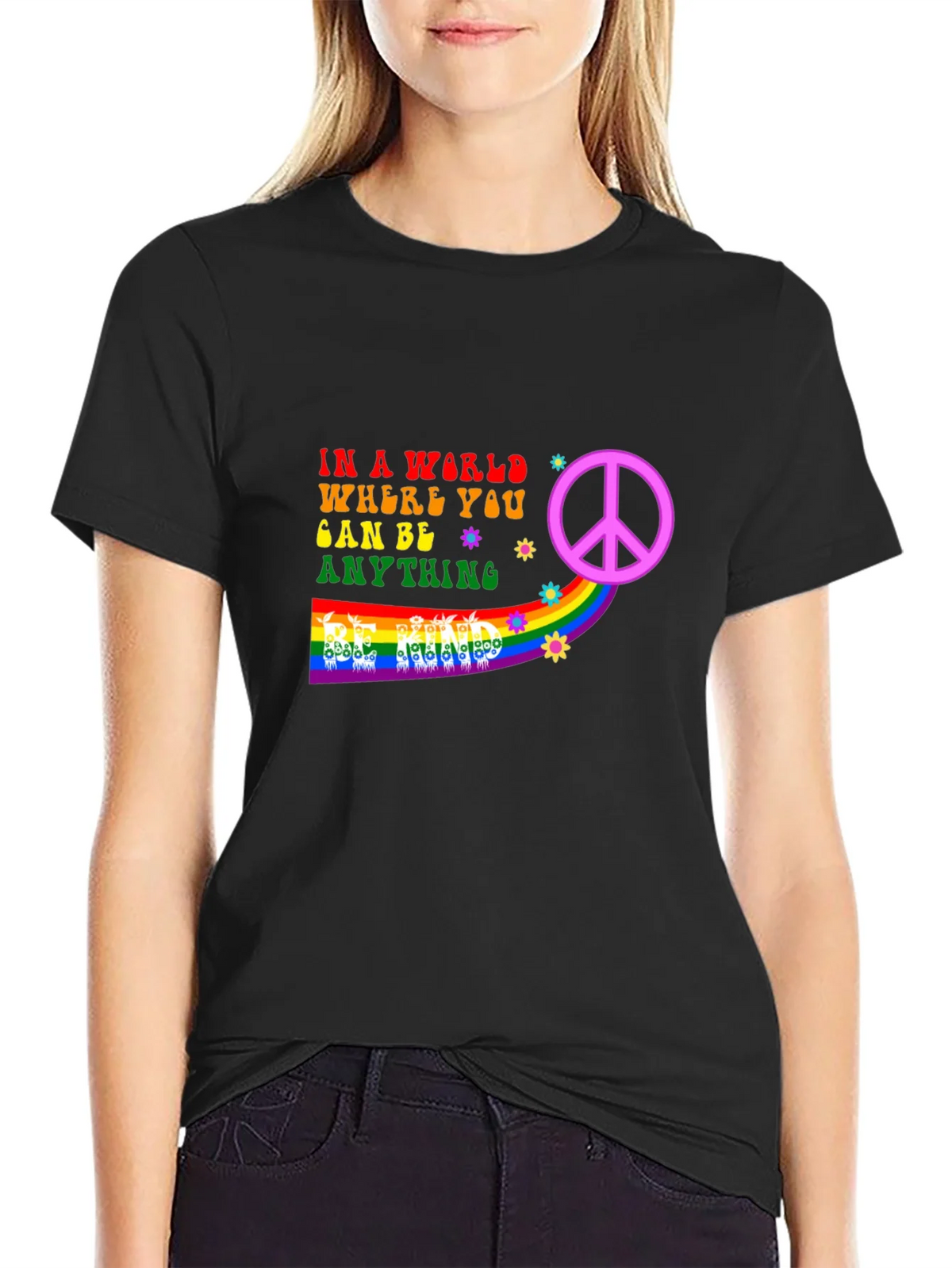 Be Anything T-Shirt - Peace & Rainbow Design product image 2