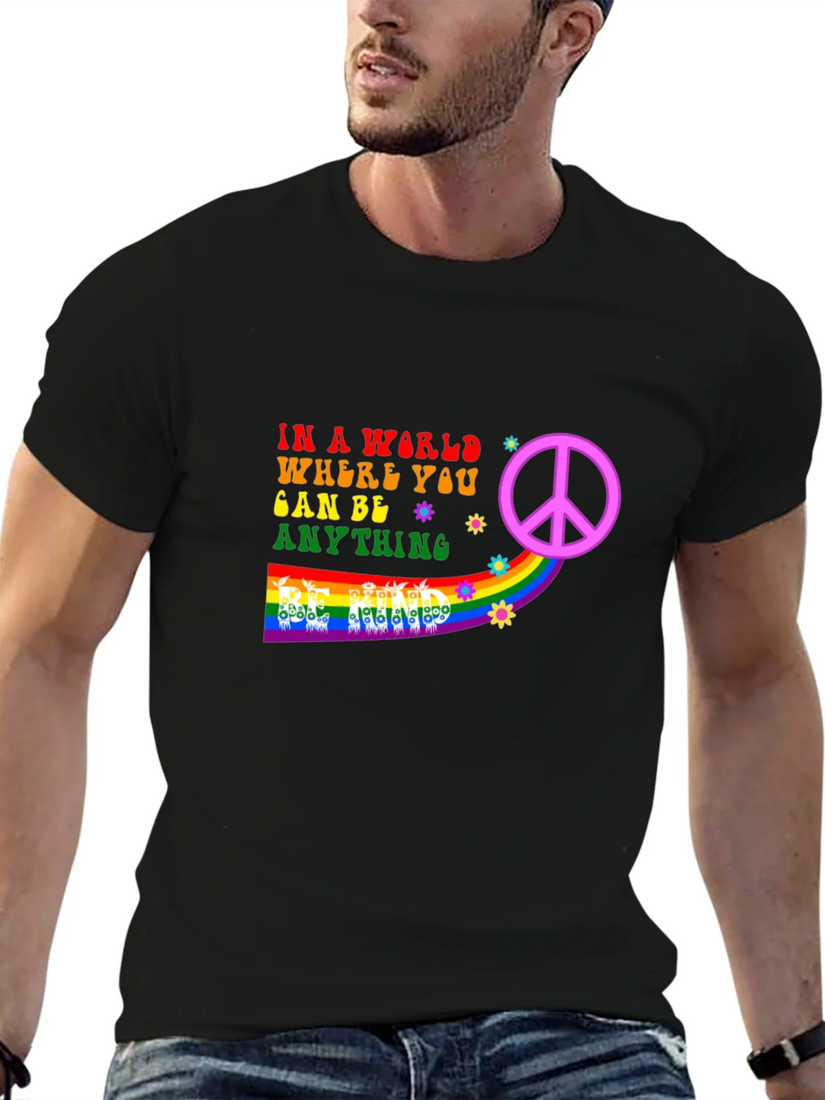 Be Anything T-Shirt - Peace & Rainbow Design product image 6